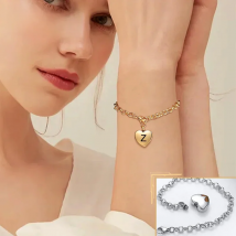 Vnox Customize Initial Hollow Heart Charm Bracelets for Women, Openable Cremation Urn Perfume Holder Bracelet, Gift for Her