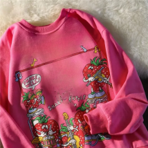 Kawaii Rose Red Cartoon Letter Print Sweatshirt Vintage Streetwear Fashion Tops 2021 New O-neck Casual Teens Clothes Goth Punk
