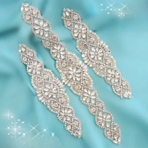 (1PC) Bridal dress belt wedding with silver crystals rhinestone applique sash belts No Ribbon for wedding dress WDD0152-WDD0403