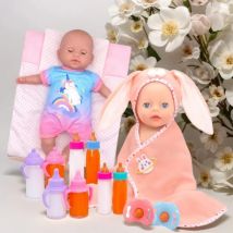 Cute Pop Doll Bath Towel Blanket Fit 12-14 Inch American&43 Cm New born Baby Doll Accessories Rabbit Ear Hugging Blanket Gifts