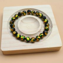 10pcs 8 12 14mm Gold color with Green Dots Handmade Lampwork Glass Foil Beads Loose Beads for Bracelet Necklace Jewelry  Making