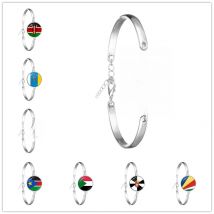 Ethiopia Islas Canarias Kenya Madeira Melilla South Sudan Sudan Ceuta Seychelles National Flag Glass Cabochon Chain Bracelet