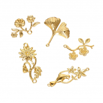 20Pcs Stainless Steel Flowers Leaf Texture Flake Charms DIY Jewelry Making Connector Earrings Necklace Findings