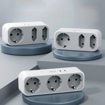 TESSAN 3600W Compact Wall Socket with 1 Schuko 2 EU AC Outlets 2 USB Ports 5 in 1 Home Electrical Socket  Extender Wall Adapter
