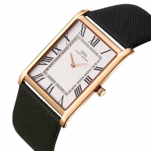 IBSO Ultra-Thin Rectangle Dial Men's Quartz Watch Luxury Business Style Genuine Leather Strap Waterproof New Men WristWatches