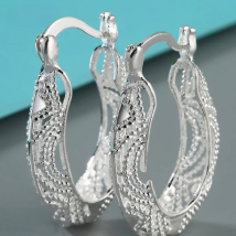 ZDADAN 925 Sterling Silver Hoop Earring For Women Fashion Jewelry Accessory