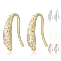 NEW  Earrings Hook Brass Copper with Zircon Gold Color Accessories for Jewelry Making Handmade DIY Jewellery Wholesale