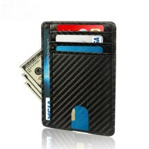 Ultra Thin Credit Card Holder Pu Leather Slim Wallet RFID Blocking Carbon Fiber Minimalist Cardholder Smart Wallets for Men