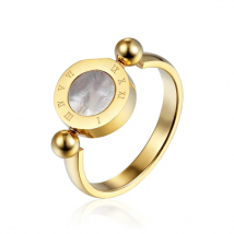 Classic Design Can Be Rotated Enamel And Shell Roman Numeral Beautiful Woman Ring Stainless Steel Brand Ring Jewelry For Women