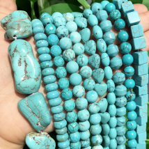Natural Stones Heart Oval Shape Green Turquoises Flat Round Rondelle Beads for Jewelry DIY Making Bracelet Earrings Accessories