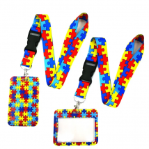 Autism Pattern Anime Lanyard Badge Holder ID Card Lanyards Mobile Phone Rope Key Lanyard Neck Straps Keychain Key Ring
