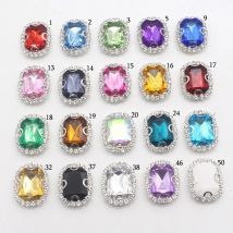 10Pcs 18*23MM rectangular metal rhinestones sewing accessories buttons DIY wedding clothes hair jewelry jewelry accessories