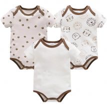 3 Pcs/set Baby Boy Clothes Summer 100%Cotton Cute Lion Print Short Sleeve Bodysuit Newborn bebe For 0-12M