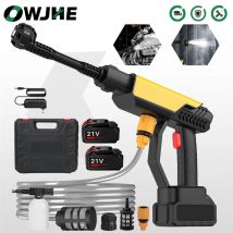 OWJHE 500W 70Bar Idropulitrice elettrica ad alta pressione Lavaggio auto Pistola ad acqua Strumenti di irrigazione da giardino per 18V 2PCS Batteria
