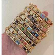 Gold Color Personalized Italian Charm Bracelet Colorful Eye Butterfly Beads Stainless Steel 9mm Bracelet DIY Bead Jewelry Gift