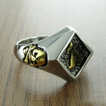 Punk 316L Stainless Steel Silver color Black Golden Plated color 1%ER Skull Bones Biker Ring Jewelry