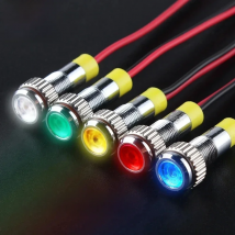 IP62 Waterproof One Color Flashing LED Metal Warning Indicator Light 6mm Pilot Signal Lamp 3V 6V 12V 24V 36V DC with Wire