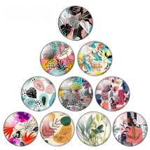 Colorful Leaves Art Drawings Forest Plant  8mm/10mm12mm/18mm/20mm/25mm Round photo glass cabochon demo flat back Making findings