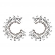 New Brilliant Crystal Big Round Circle Stud Earrings for Women Bridal pendientes Wedding Party Jewelry Birthday Gift Earrings