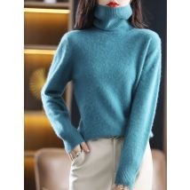 LHZSYY Winter Women Sweater Solid 100%Mink Cashmere Turtleneck Knitted Pullovers Slim Soft Warm Female Long Sleeve 23  Color