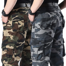 Men's Camo Pants Tactical Cargo Pants Pure Cotton Overalls Camouflage Loose Work Wear Sports Climbing Sweatpants Heavy Weight