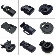 10 Pcs/Pack Cord Lock Toggle Clip Stopper Plastic Black For Bags/Garments