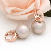 S&Z DESIGN New Fashion Fine Round Imitation Pearl Dangle Earrings For Women 585 Rose Gold Color Wedding Jewelry