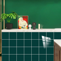 10pcs Emerald Green Pure Color Crystal Hard Tiles Stickers Kitchen Bathroom Waterproof Oil-proof Peel & Stick Art Wall Decals