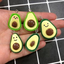 Mix 10pcs/pack Cute Avocado Resin Earring Charms Funny Flatback Cartoon Fruit Pendant For Necklace Keychain DIY Jewelry Make