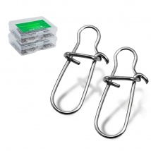 50pcs/box Stainless Steel Hooked Snap Fishing Barrel Swivel Safety Snaps Hook Lure Accessories Connector Snap