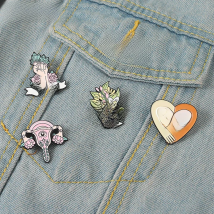 Girl Power Enamel Pins Custom Self Love Club Uterus Brooches Lapel Badges Feminism Fist Jewelry Gift for Women Friends