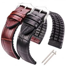 Genuine Leather Watchband Men Women Rubber Silicone Waterproof Breathable Watch Band Strap Buckle Clock Accessories 18 20 22mm