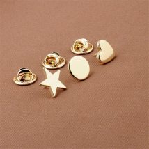 Simple Classic Gold Color Star Heart Round Shape Brooches Men Women Metal Alloy Shawl Cardigan Collar Pins Accessories