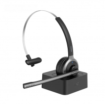 Mpow M5 Pro Bluetooth Headset v5.0 Wireless Computer Headphone with Noise Canceling Mic Charging Base for PC Laptop Office Skype