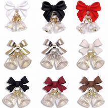 5PCS Luxury Nail Charms Bow Crystal Christmas Bell Pendant Metal Nail Art Decoration Jewelry Accessories Manicure Decor Supplies