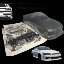 RC 1/10 Coppermix JDM Silvia S15 PVC Bodyshell 260mm Wheelbase With Lampshade and Spoiler For 1/10 RC Turing Drift
