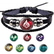 Popular Game Animation Genshin Impact Bracelet Element Charm Multi-layer Leather Punk Role-play Men and Women Jewelry Gifts