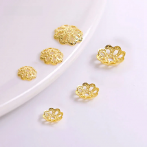 5mm 6mm 8mm Flower Caps 18K Gold Plating Brass Beads Caps For DIY Beading Jewelry Making Accessories Wholesale