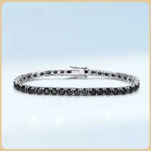 EWYA GRA Certified Real 3/4/5/6.5MM Full Black Moissanite Tennis Bracelet for Women Men S925 Silver Link Bracelets Fine Jewelry