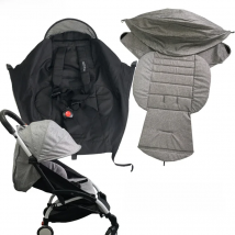 Mom Tan Stroller Accessories Textile Set (Cushion, Sun Visor, Seat Base ) ,Replacement Part Fit Babyzen YOYO YOYO2 YOYA BABYTIME