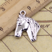 15pcs Charms Steed Horse Head 28x22mm Antique Bronze Silver Color Pendants Making DIY Handmade Tibetan Finding Jewelry