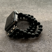 Matte Buddha Bead Elastic Bracelet For Apple Watch Band 38 40mm 41mm 42mm 44mm 45mm 49mm iWatch Strap Series 4 5 6 7 8 SE Ultra