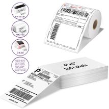 Phomemo A6 Etichette termiche dirette da 4x6 pollici 100 etichette per impilate - Carta pieghevole per etichette di spedizione per stampante Waybill PM-241BT/D520