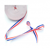 Christmas Decor 10MM Fabric 25 yard France Flag Grosgrain Ribbon for Craft Butterfly Hair Clip Bag Belt Red White Blue