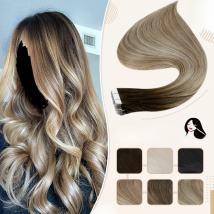 Full Shine Tape in Hair Balayage Color 100% Real Human Hair Extensions 20 Pcs 50g Seamless Tape on Hair Machine Made Remy