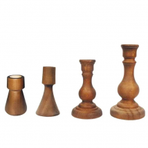 Cheap Soft Wood Candle Holder 11/13/17cm Retro Wooden Candle Candlestick Stands