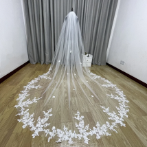 3m Cathedral Wedding Bridal Veil Soft Lace Ivory white Veil with Comb Veu Velo Noiva Wedding accessories 3m 4m 5m Customiz Veil