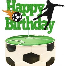 Football Cake Topper Boy Girl Soccer Happy Birthday Cupcake Toppers Party Dessert Wedding Decoration Baby Shower Baking Supplies