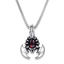 Handsome scorpion king red stone men pendant domineering exaggerated alternative titanium steel necklace boyfriend gift