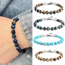 Adjustable stainless steel bracelet stone beaded bracelets for women pulseras jewellery men bileklik accessories bijoux homme